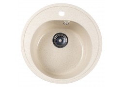 Chiuveta rotunda de bucatarie, material compozit, bej, 500mm